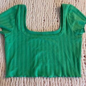 Aerie Vibrant Green Square Neck Crop Top